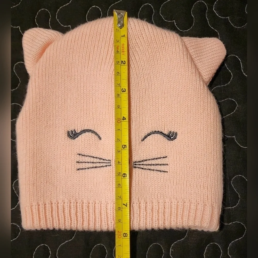 Girl's Kitten Cat Winter Beanie Hat. Pink Size 2T-3T‎